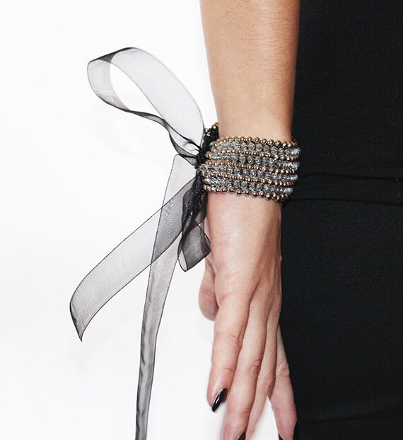 Cuff Bracelet Swarovski Crystal Cuff Rhinestone beads Cuff