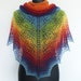 Rainbow Shawlette Shawl Scarf Hand Knitted Triangular Estonian Wool Lace Shawl Colorfull Kauni. READY TO SHIP.