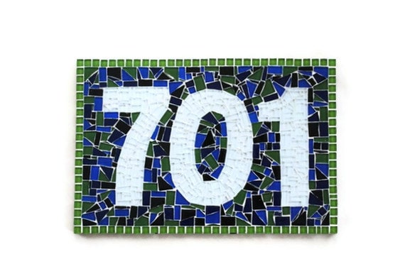 House Number Sign Mosaic Address Plaque by GreenStreetMosaics