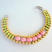 Vintage 1950s One Of A Kind Hand Painted Neon Yellow Orange and Pink Rhinestone Bracelet