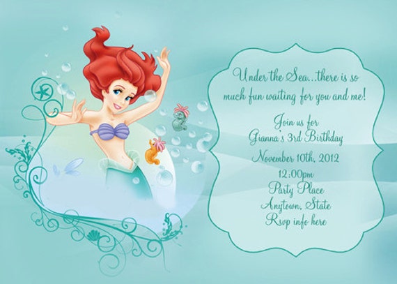 Disney The Little Mermaid Invitation Digital by digitalparties
