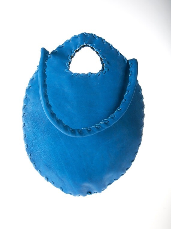 blue cobalt leather purse bag clutch handbag evening bag