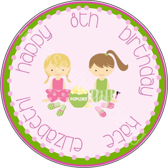2.5 Round Cupcake Toppers for Slumber Party Birthday