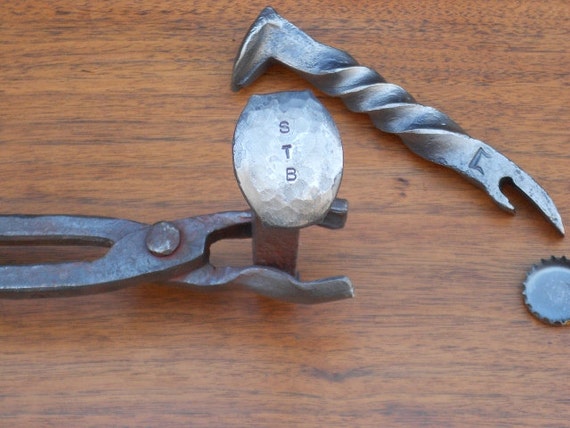 Forged Railroad Spike Bottle Opener with by shadetreeblacksmith