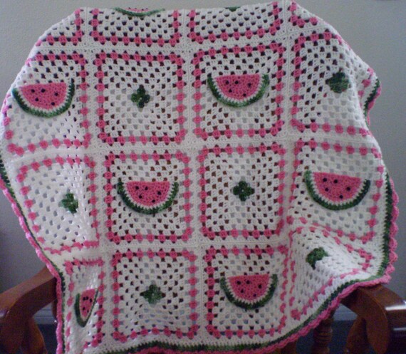 Items similar to Watermelon Afghan, Watermelon Blanket, Granny Square