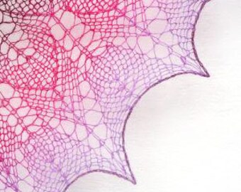 Hand knit lace shawl - radiand orchid lace shawl
