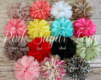 Store Wide CLEARANCE SALE !~ NEW-Chiffon Blossom Flowers-Set of 12 Flowers,Fabric Flowers, Flower Heads,Hair Bows Flowers 21 Colors.