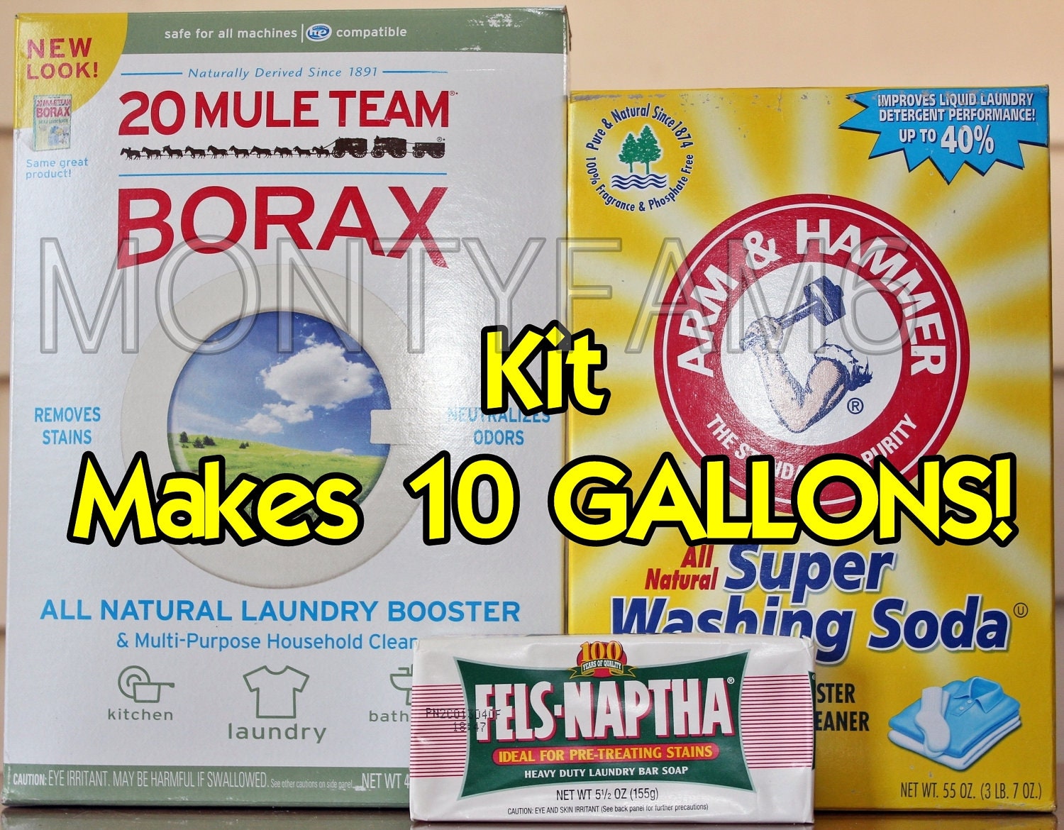 10 GAL Kit Fels Naptha Washing Soda Borax Homemade Laundry