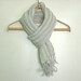 Reserved to Cecile. Linen scarf Light gray - white stripes linen scarf with knot fringe Summer linen scarf Natural organic linen scarf