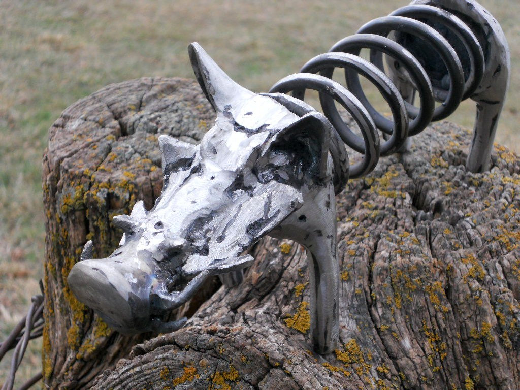 Warthog Metal Sculpture Yard Art Garden Art Found Objects
