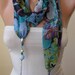 Valentine's Day -Jewelry Scarf - Blue and Multicolor -Necklace Scarf with Beads and Chain - Trendy - Fashion