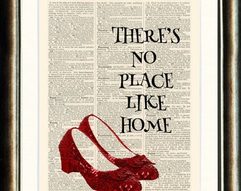 Ruby Slippers/Wizard of Oz - vintage book page print image on a page from an Upcycled late 1800s Dictionary Buy 3 get 1 Free. Teacups