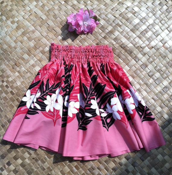 Peachy pink girl's hula skirt pa'u childrens hula by SewMeHawaii