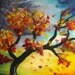 fibre wall art ,wet felted wall art, abstract tree, textile art landscape,contemporary original, blustery day