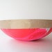 Wooden Bowl 12", Neon Pink and White Swirl, CHERRY WOOD Kitchen Decor, Fruit Bowl