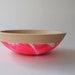 Wooden Salad Bowl, 7" Neon Pink and White Swirl, Modern Decor