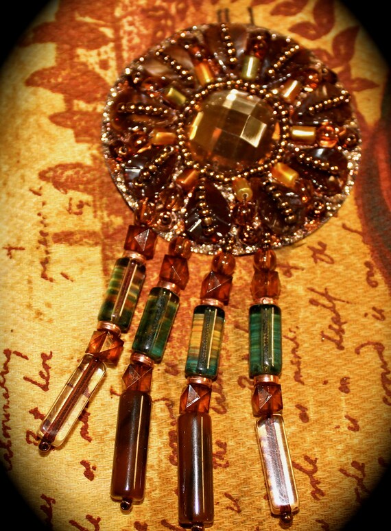 Items similar to Art Nouveou beaded applique medallion on Etsy