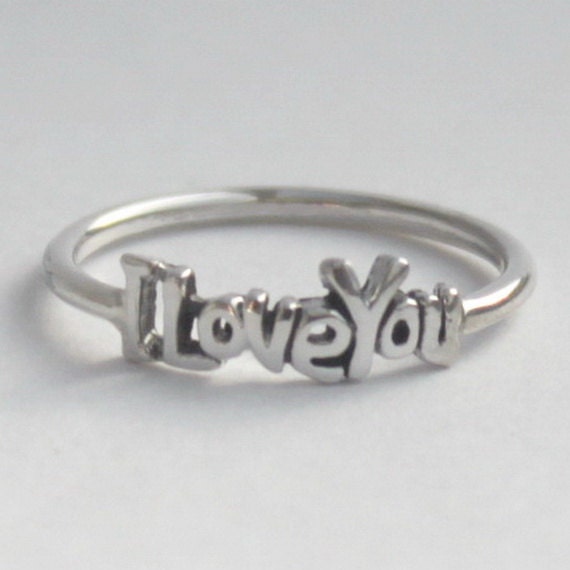 I Love You Sterling silver Ring ... 925 Sterling silver ring with ...