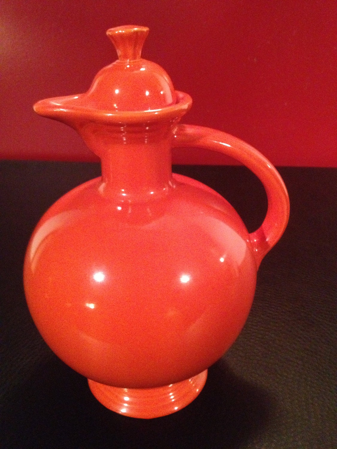 Vintage Fiestaware carafe radioactive red by Lucky13VintageGoods