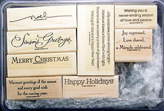 Stampin Up Many Merry Messages Wood Mount Stamp Set by jieaster