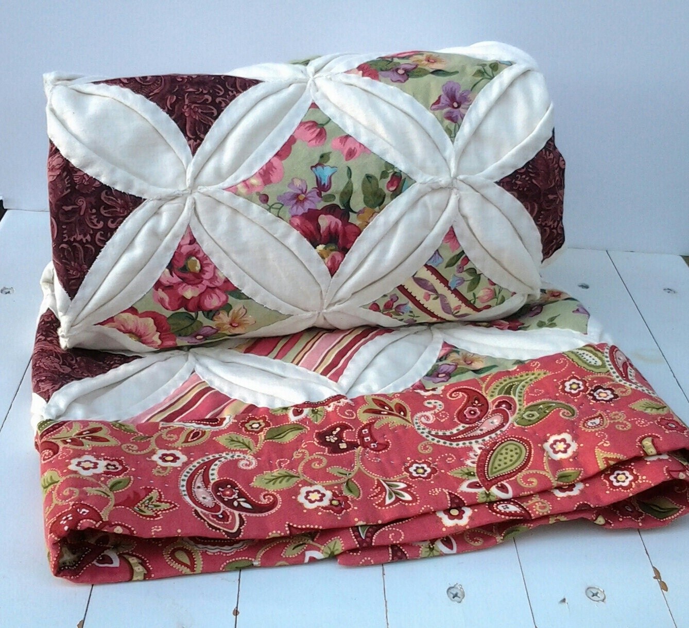 cathedral window quilt for baby or mom shabby chic with cathedral window quilt for baby or mom shabby chic with