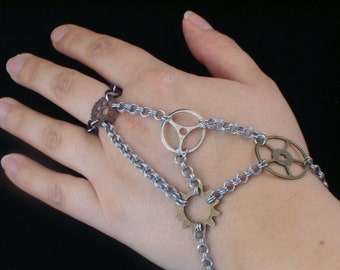 Steampunk Gear Chainmaille Handflower/ Slave Bracelet