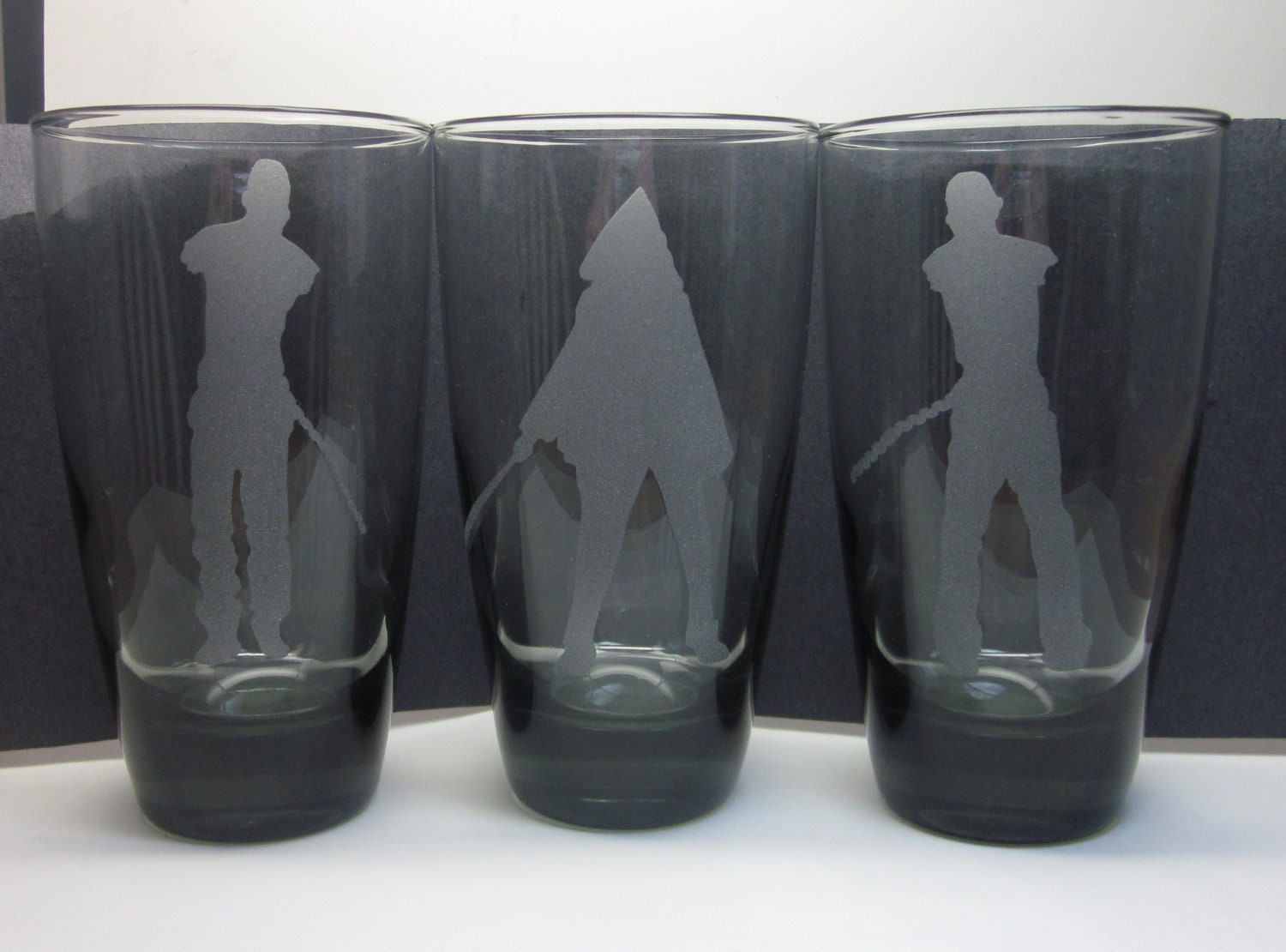 Michonne and Pets Etched Zombie Glasses Set of Three The