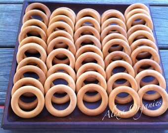 SAMPLE Natural Maple Hardwood Wooden Teething Ring Treated with Organic Beeswax and Olive Oil - CPSIA Compliant - Single Sample Ring