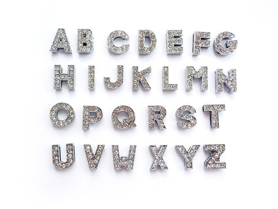 Crystal Rhinestones Alphabets Letters Beads Slider Charms