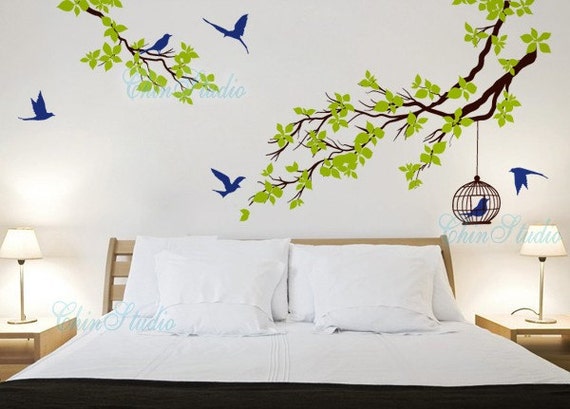 Vinyl wall decals tree birds wall decal wall art by ChinStudio