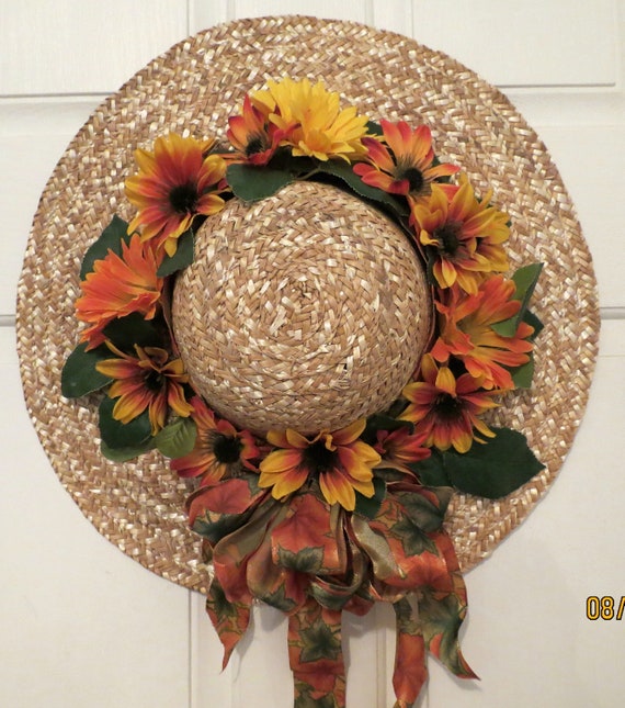 Items similar to Fall Hat: Hat Wreath, Fall Wreath, 17 Inches Wide ...