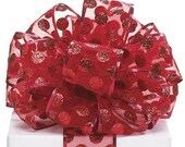 RED GLITTER DOT RiBbOn - FaNcY Sheer Wired Ribbon with red glitter dots. Pretty Packages and Gifts - Hairbows - Giftwrap - Bows Il_170x135