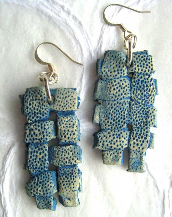 jewelry earrings woven paper clay 'coral' in medium