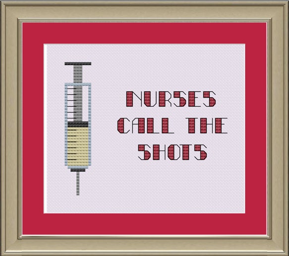 Nurses call the shots cute medical crossstitch pattern