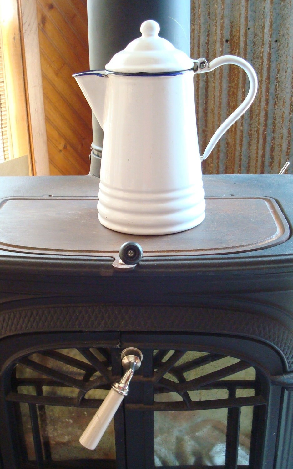 Vintage Enamel Coffee Pot Camp Coffee Pot Metal