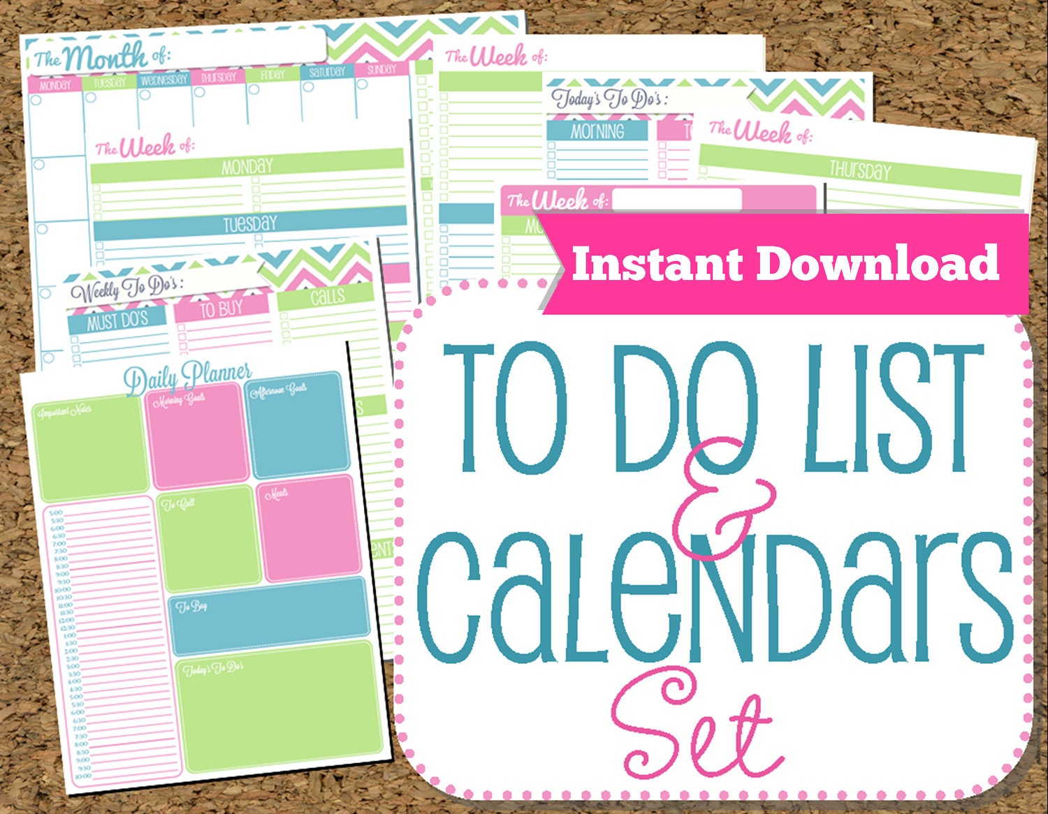INSTANT DOWNLOAD To Do List and Calendar Set BrightsHome