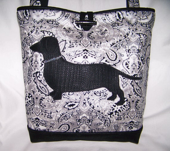 Faux Croc DachshundWiener Dog HandbagPurseBag with Beaded