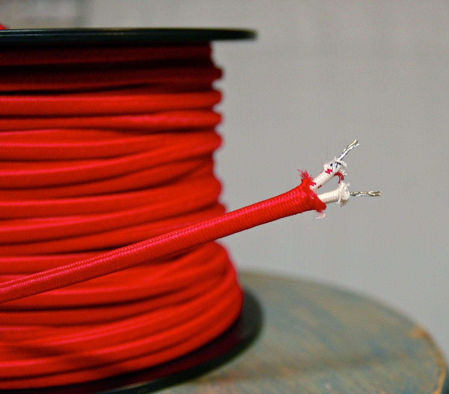 6 Feet Red 2Wire Cloth Covered Cord Vintage Style Cloth