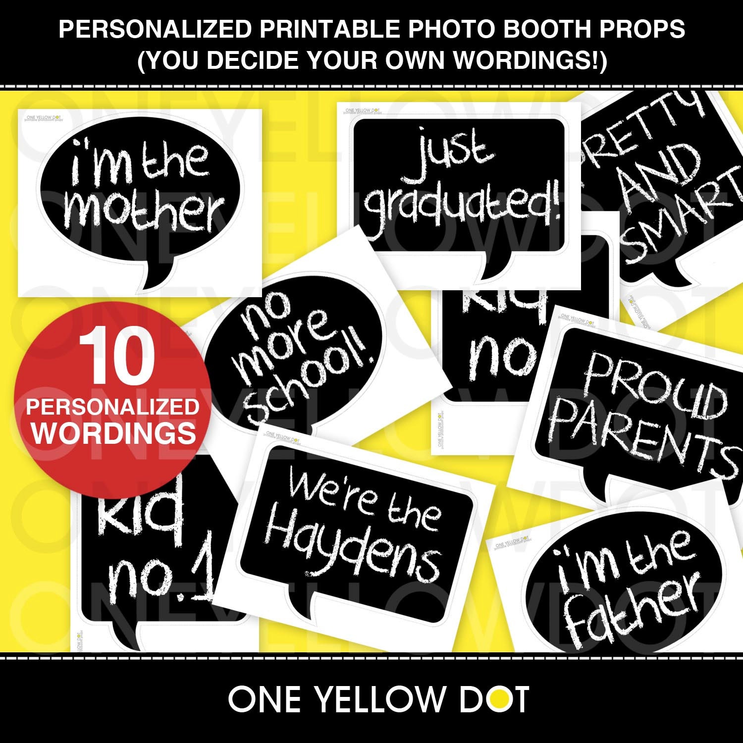 PERSONALIZED WORDINGS Photo Booth Props Printable 10