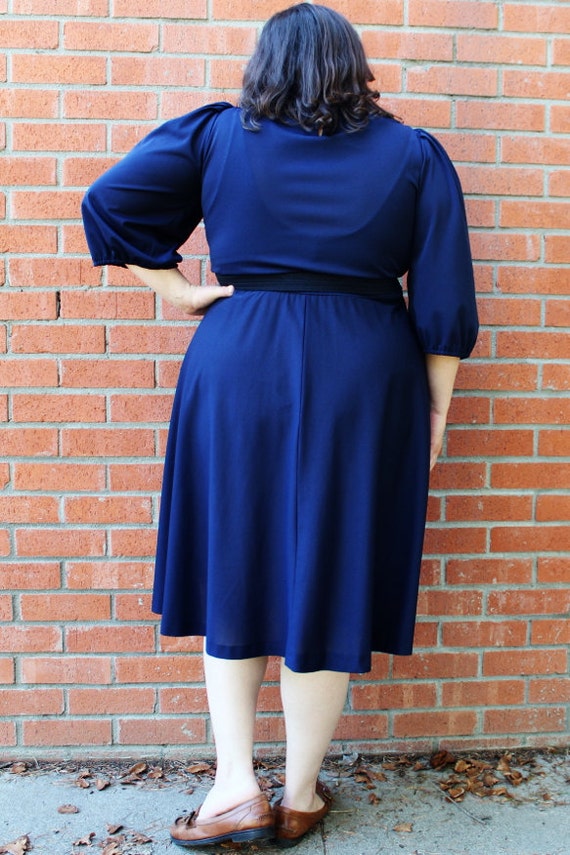 Plus Size Vintage Navy Swing Skirt Dress Size 20/22