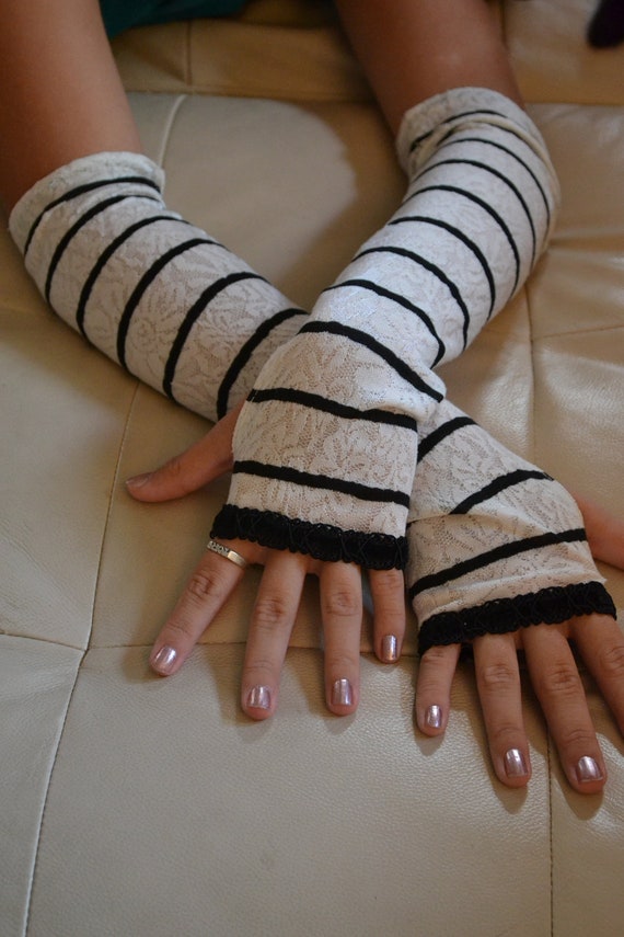Black and White Striped Arm Warmers