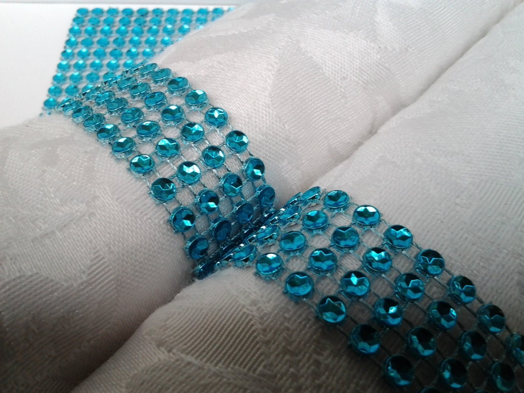Turquoise Napkin Rings Teal Bling Wedding Napkin Rings