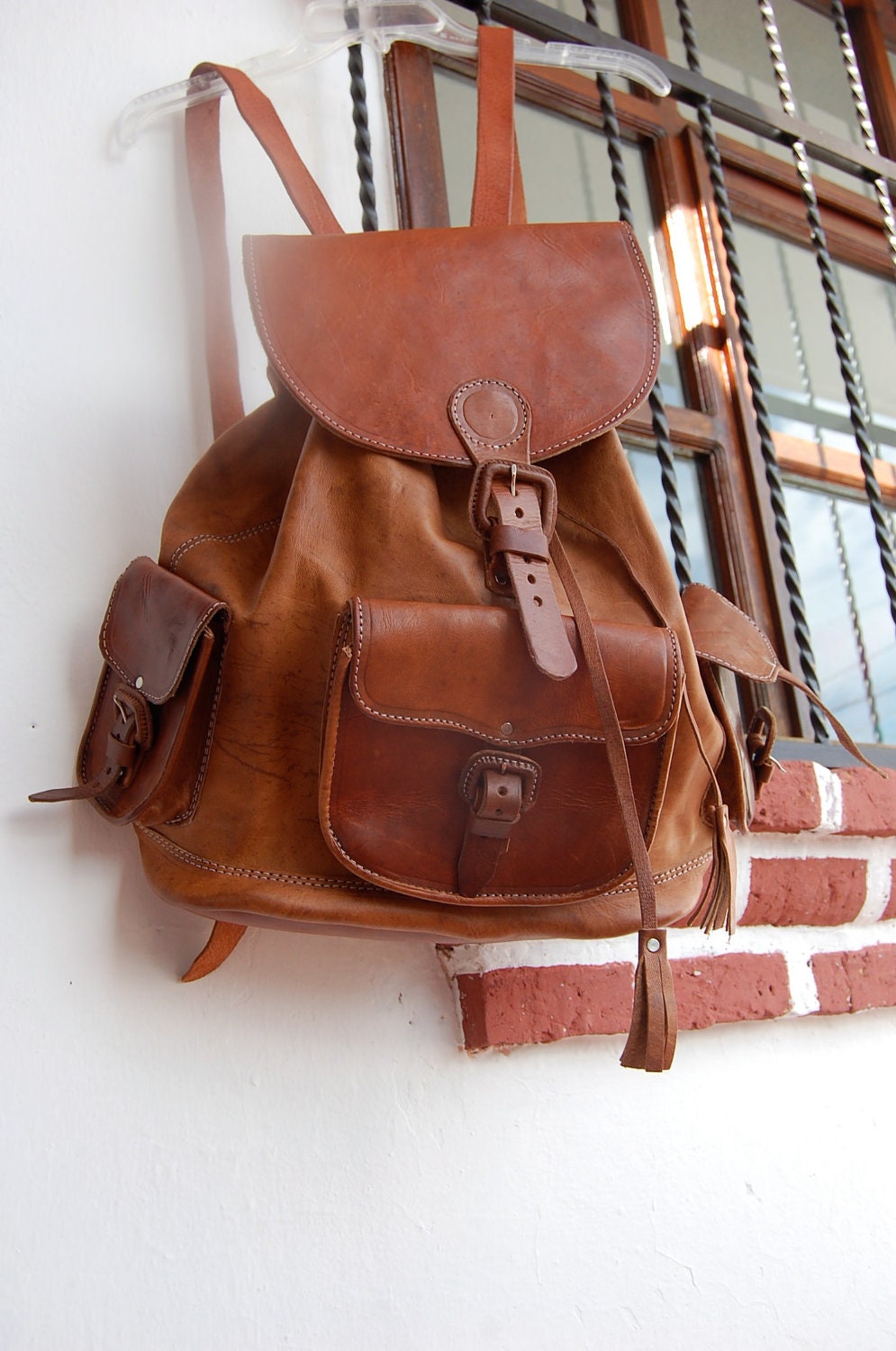 Brown Leather Bag / backpack HandMade Chiapas Mexico