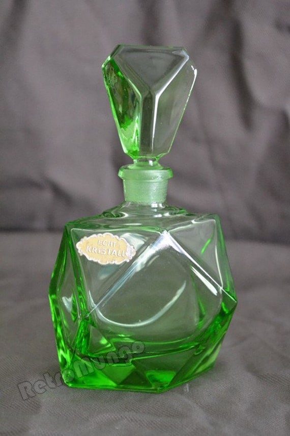 Vintage green scent perfume bottle