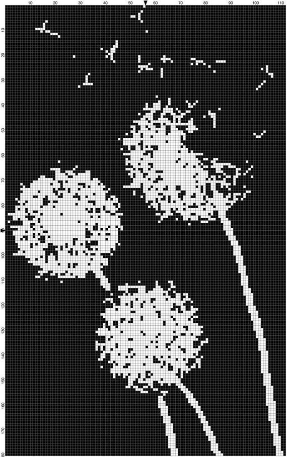 Handmade Dandelion Silhouette PDF Cross-Stitch Pattern