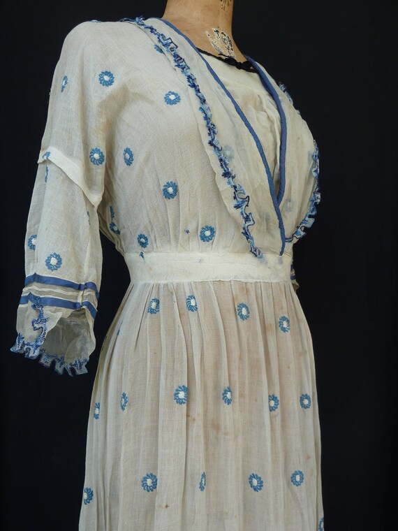 Vintage 1910 Edwardian Crepe Dress with