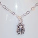 silver Lady bug charm sterling chain anklet, lady bug charm