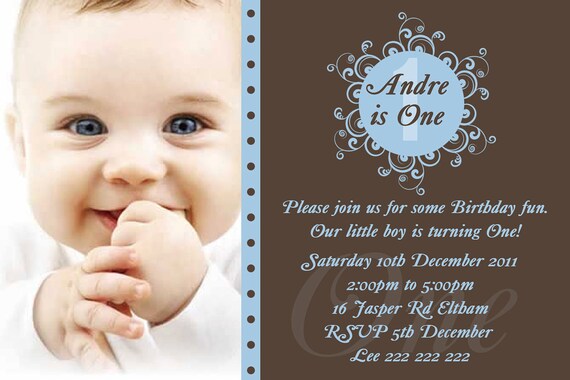 Items similar to Personalised 1st Birthday Invitation - DIY Printing ...