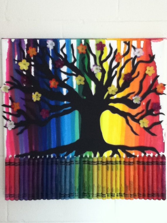 Items similar to Melted Crayon Art Tree on Etsy