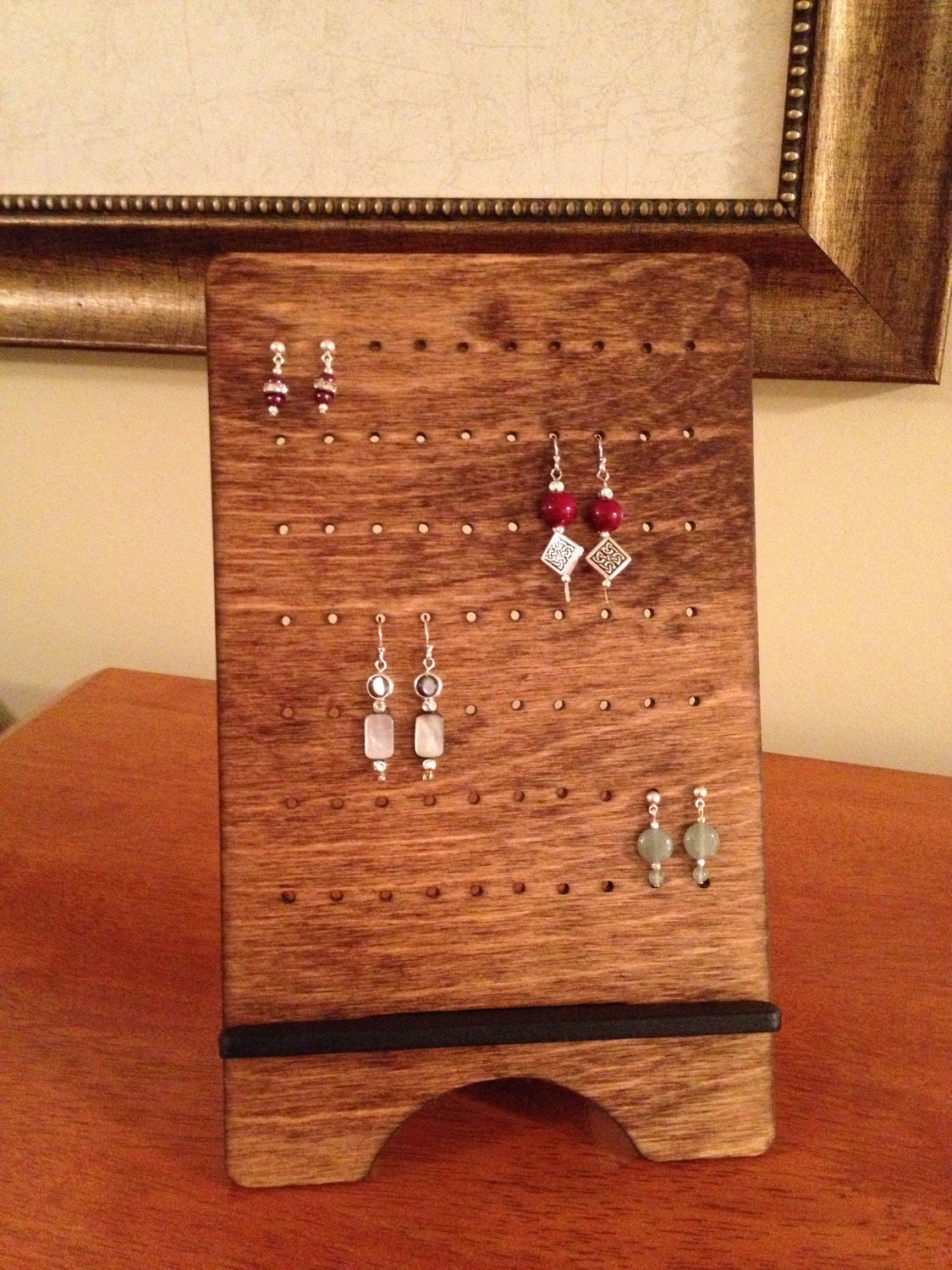 hand crafted wooden earing holder